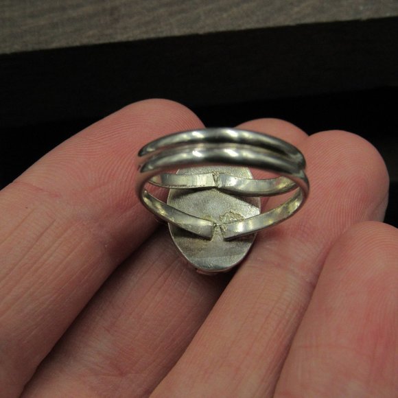 Size 7 Sterling Silver Amazonite Stone Band Ring - Picture 5 of 8